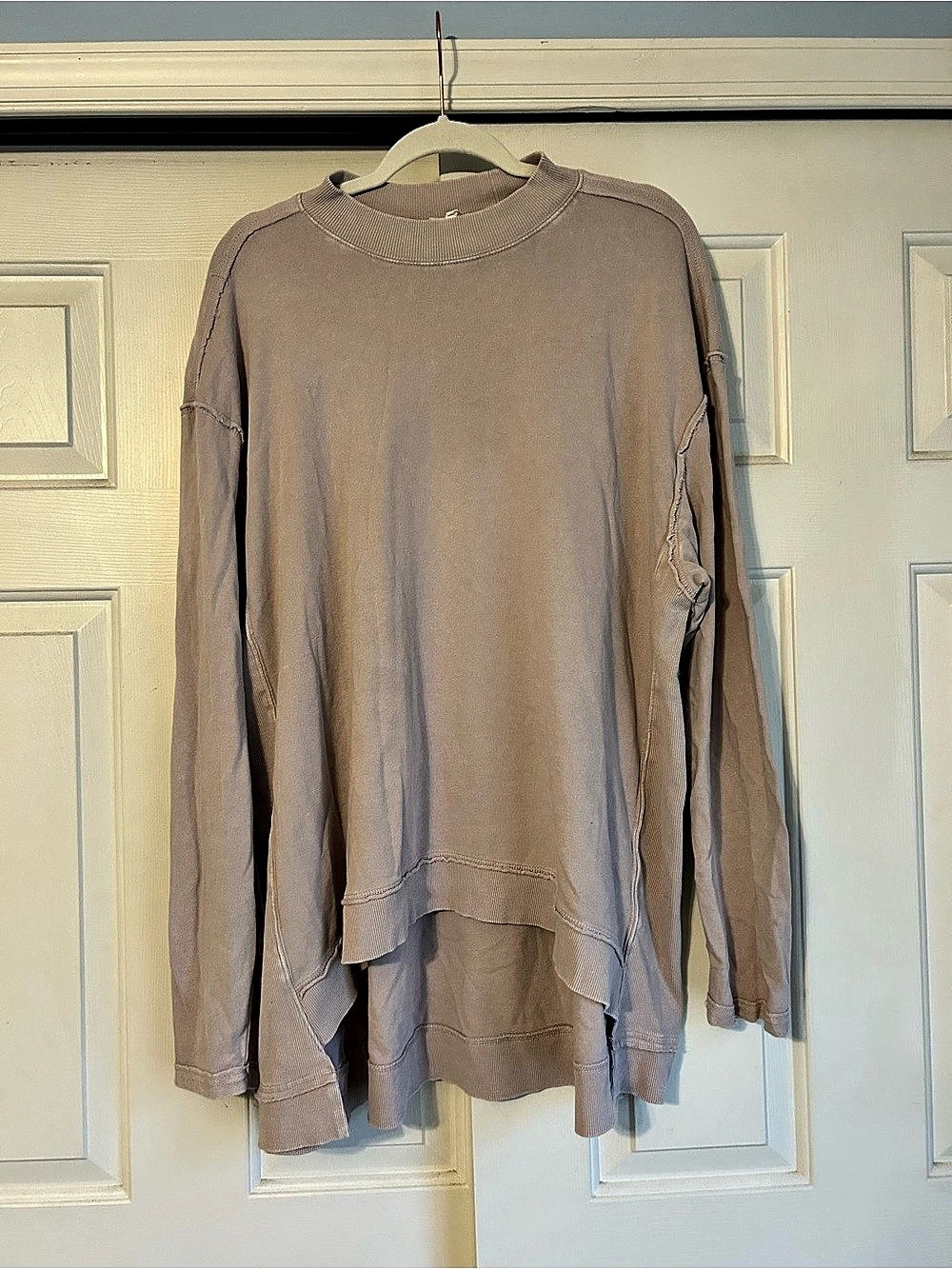 Easel Textured Thermal Mineral Washed Pullover Long Sleeve Mauve